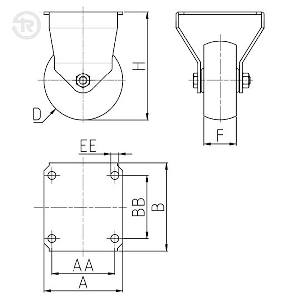 Tellure Rota Ruota Serie 37 in Gomma Antitraccia Supporto Fisso - TELLURE ROTA - Immagine 2